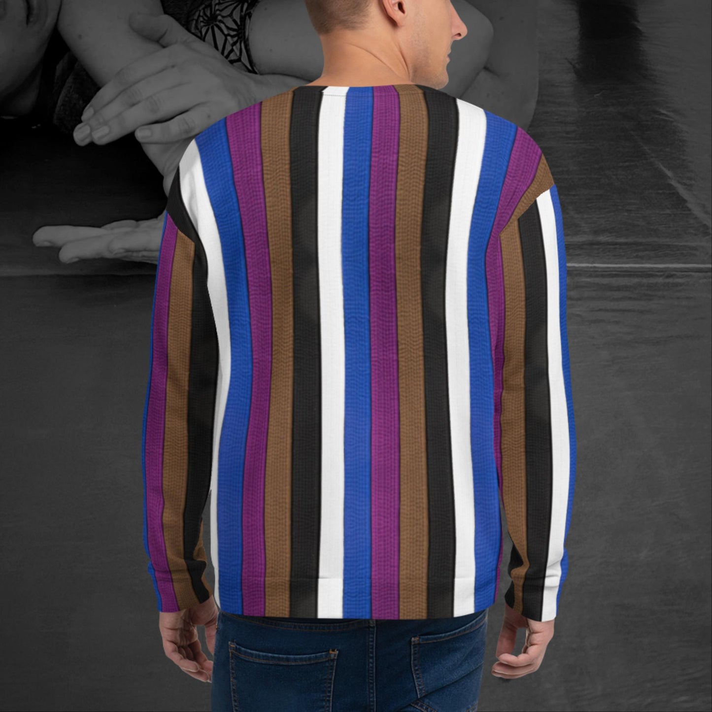 Stripes & Belts, Unisex All-over Print Crewneck Sweatshirt