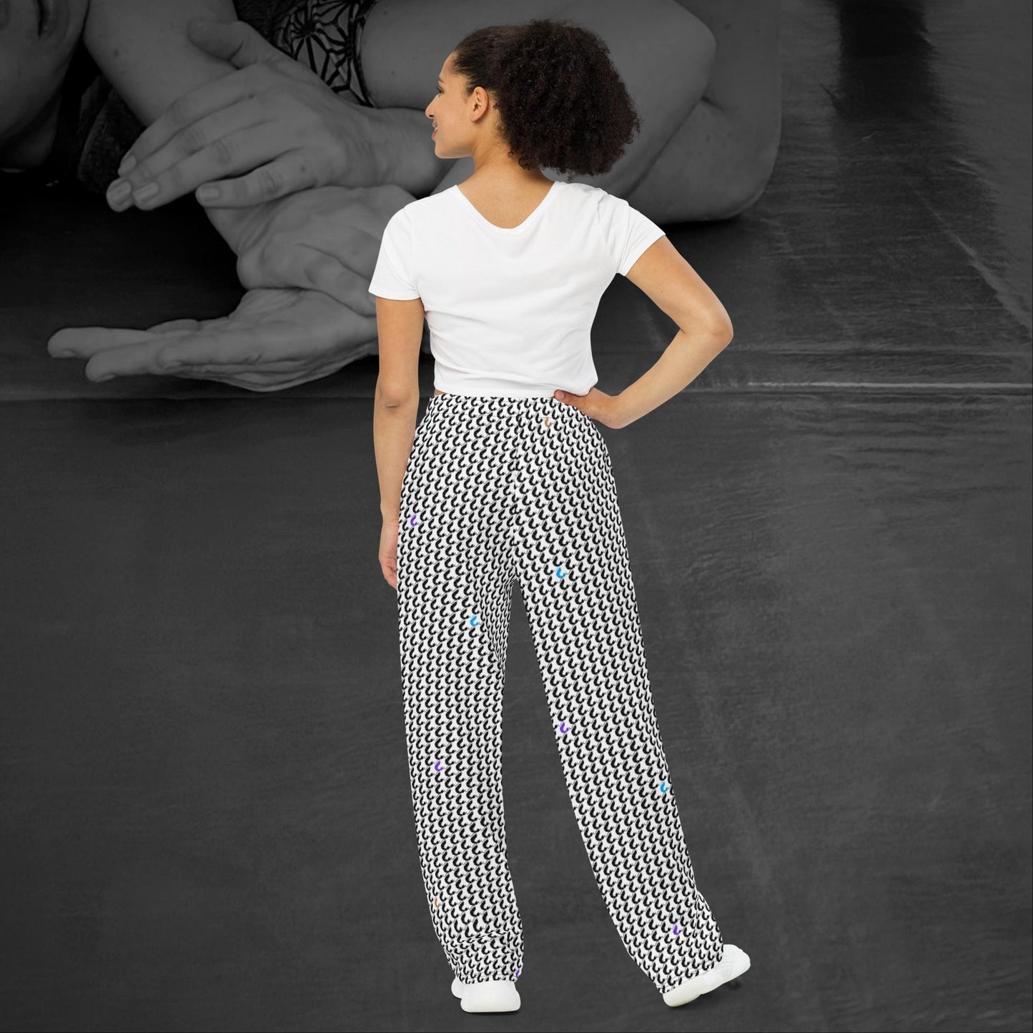 Shrimptooth, All-over print unisex wide-leg pants