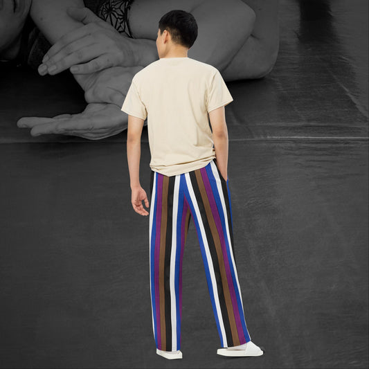 Stripes & Belts, Unisex All-over Print Wide-Leg Pajama Pants