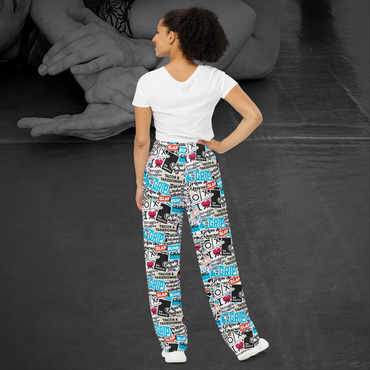 Sticker Bomb, Unisex All-over Print Wide-Leg Pajama Pants