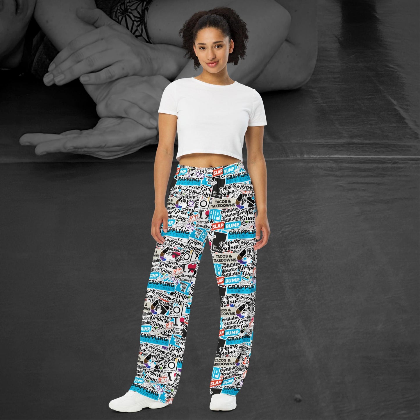 Sticker Bomb, Unisex All-over Print Wide-Leg Pajama Pants