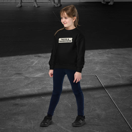 Tacos & Takedowns, Youth crewneck sweatshirt